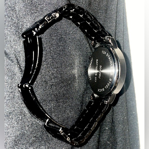 brushed black case watch with white dial and sapph face - Picture 4 of 4